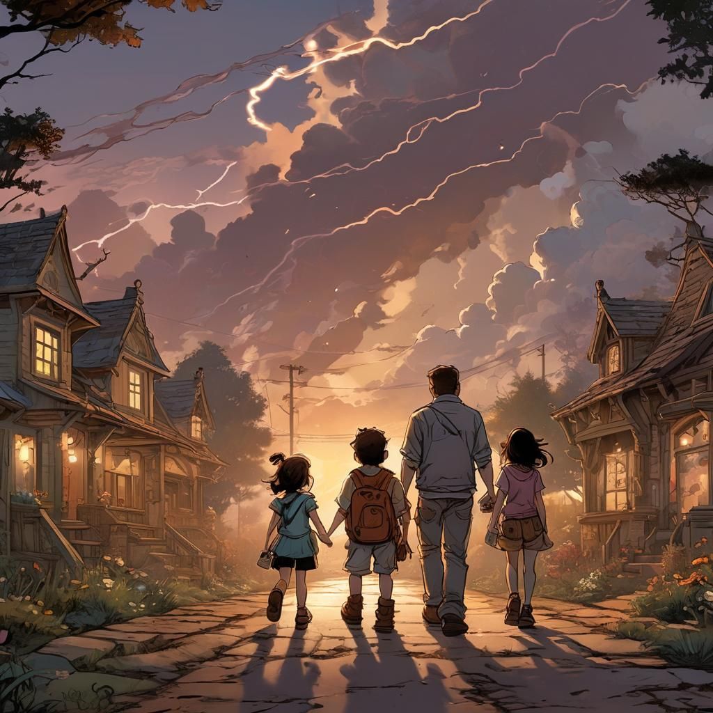 Loving Dad and Children in Disney Comic Art