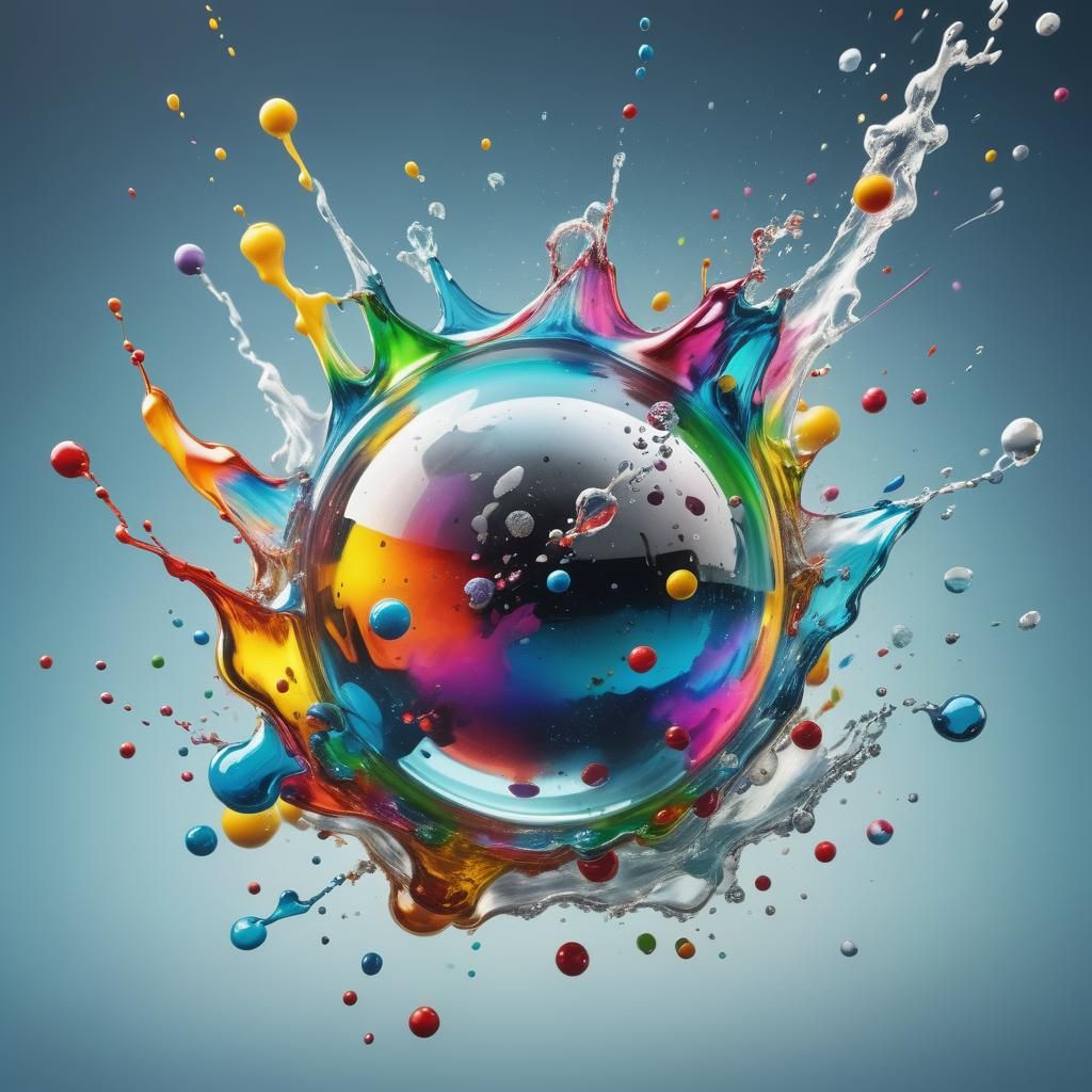 Colorful Glass Bomb Falling From Jet, Splash Art