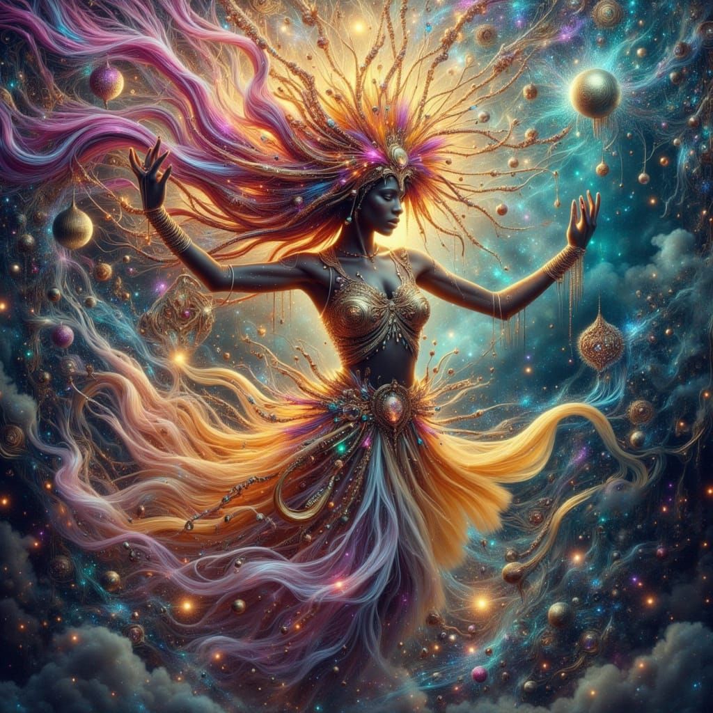 Ethereal Humanoid Flower in Tarot Card Style