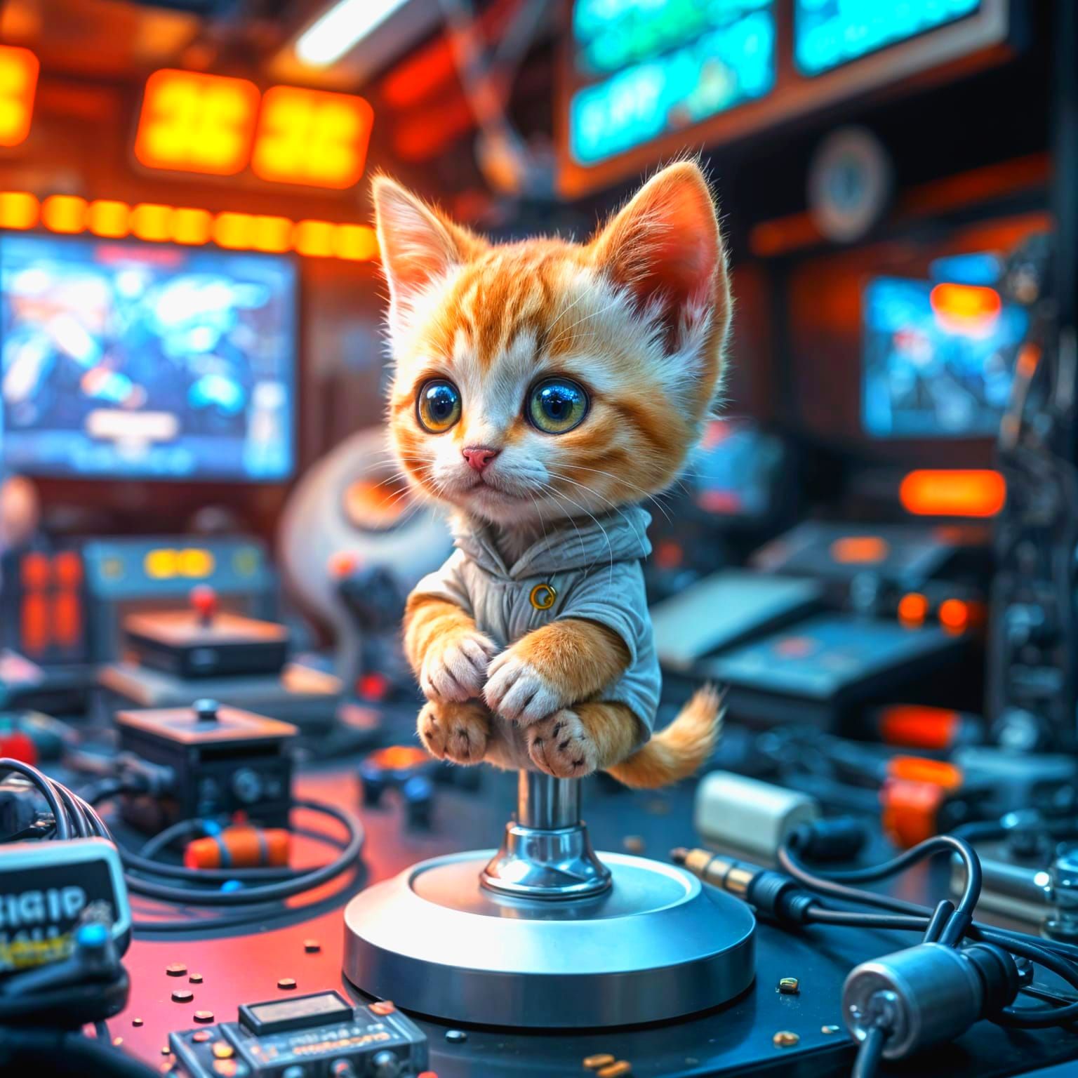 Chibi Kitten Displayed on Modern Workbench