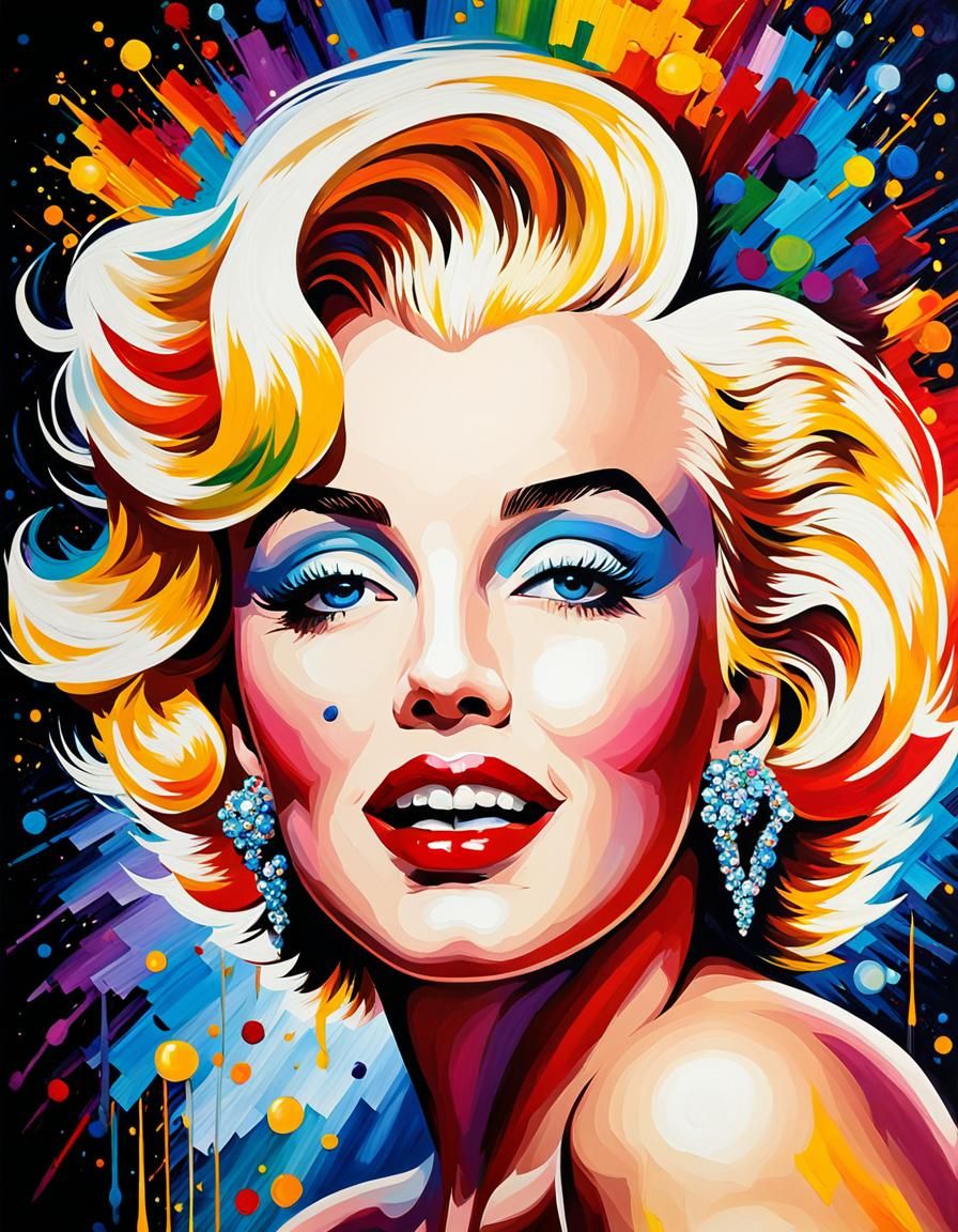 Marilyn Monroe Colorful Pointillist Makeup Portrait