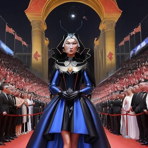 Bug Woman Wins Award: Surrealist Oil Painting
