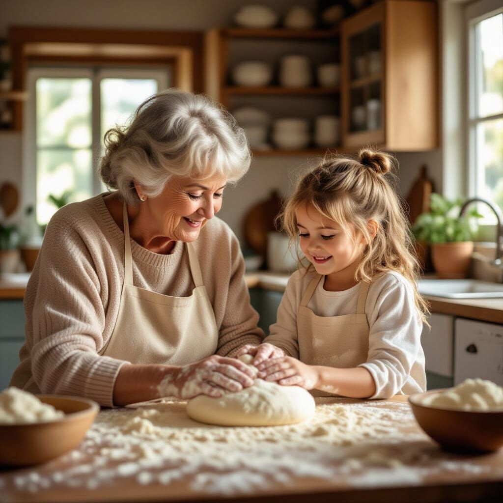 Generational Baking: A Warm Kitchen Scene