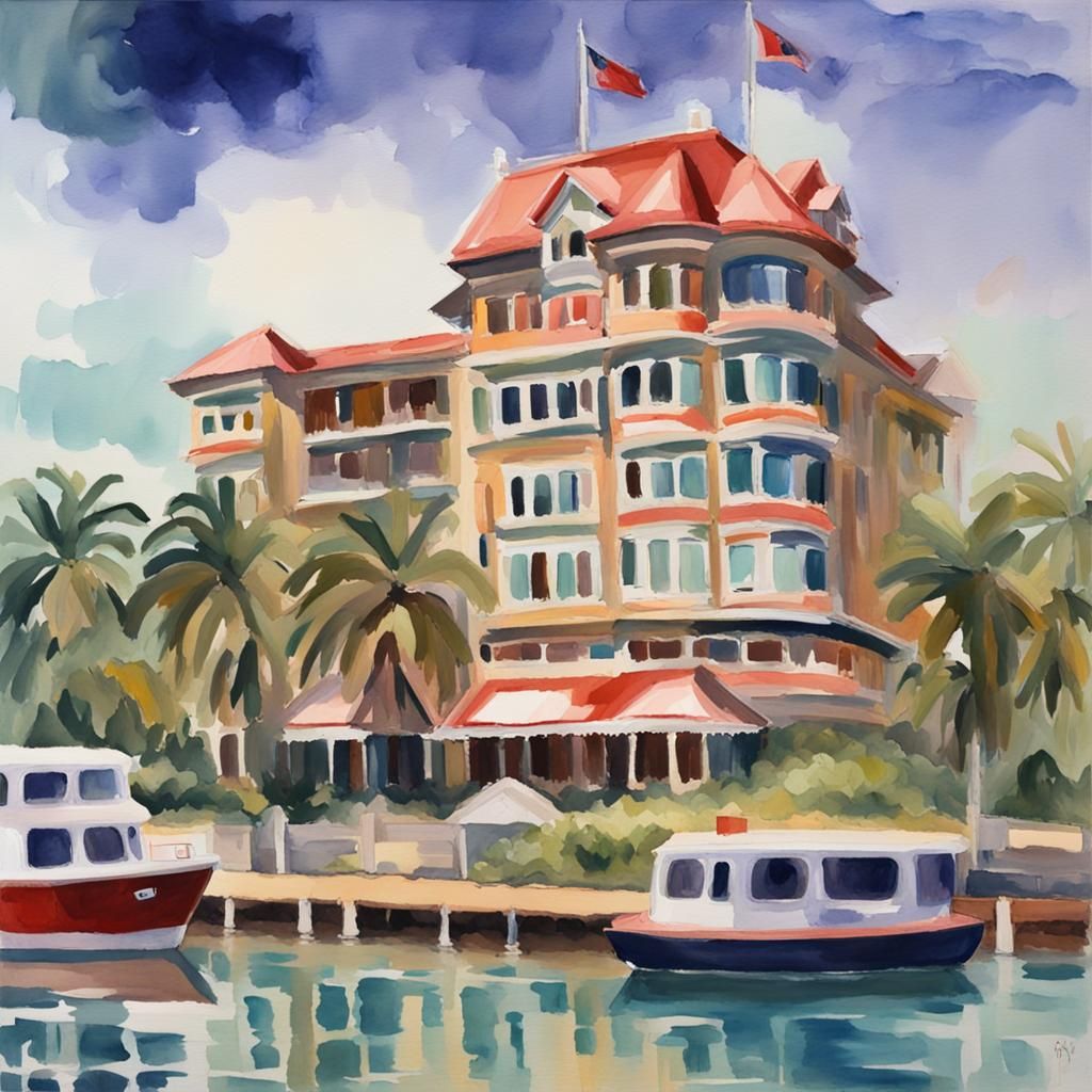 Empire Bay Hotel in Gouache Style