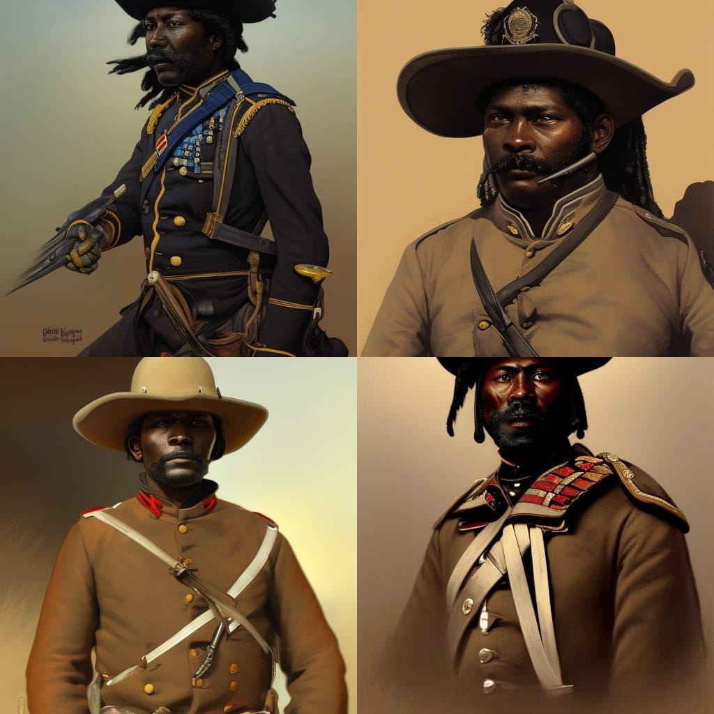 Buffalo Soldier Portrait in Art Nouveau Style