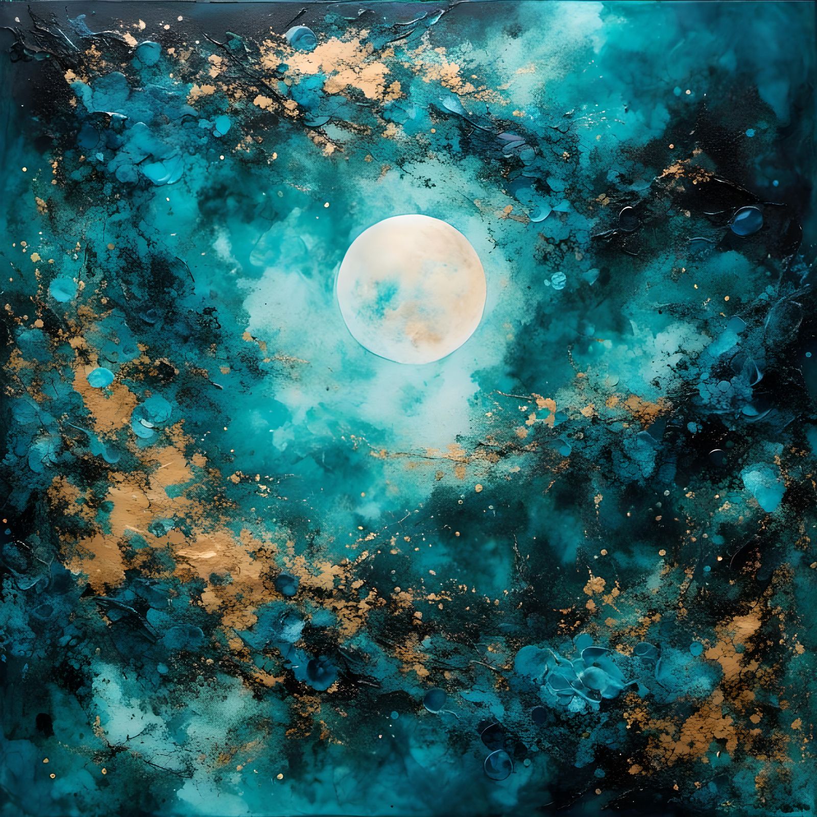 Glowing Ultra Moon in a Mixed Media Masterpiece