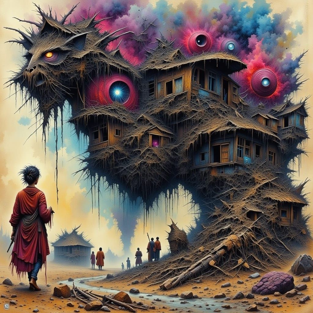 Surreal Landscape as Watercolor Painting