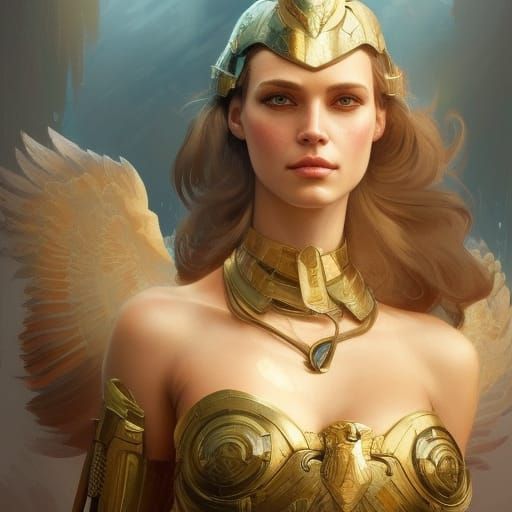 Valkyrie and Phoenix Portrait in Digital Art Style