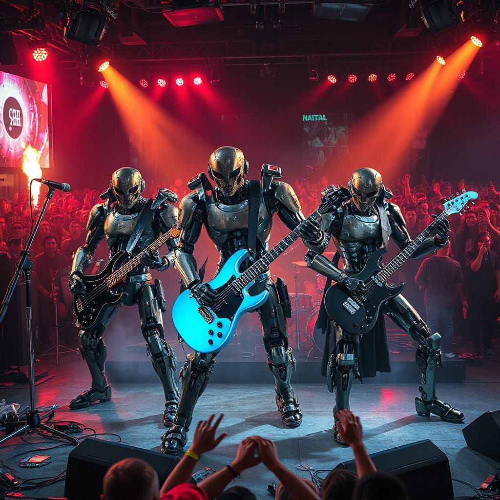Robotic Death Metal Band Shreds in Futuristic Concert