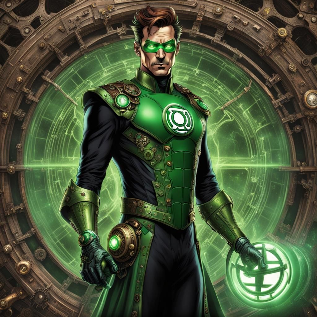 Steampunk Green Lantern as Nikola Tesla