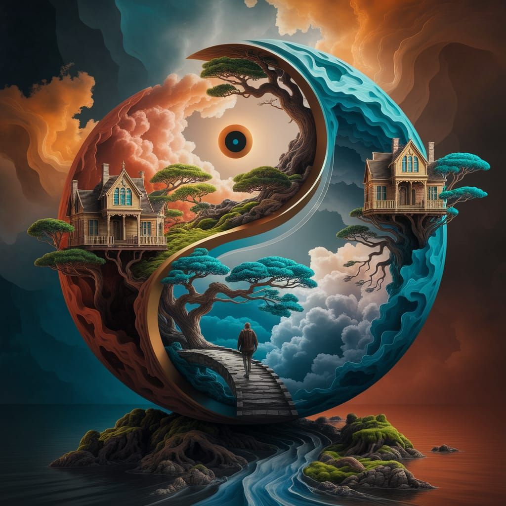 Surreal Island Paradise in a Victorian Dreamscape