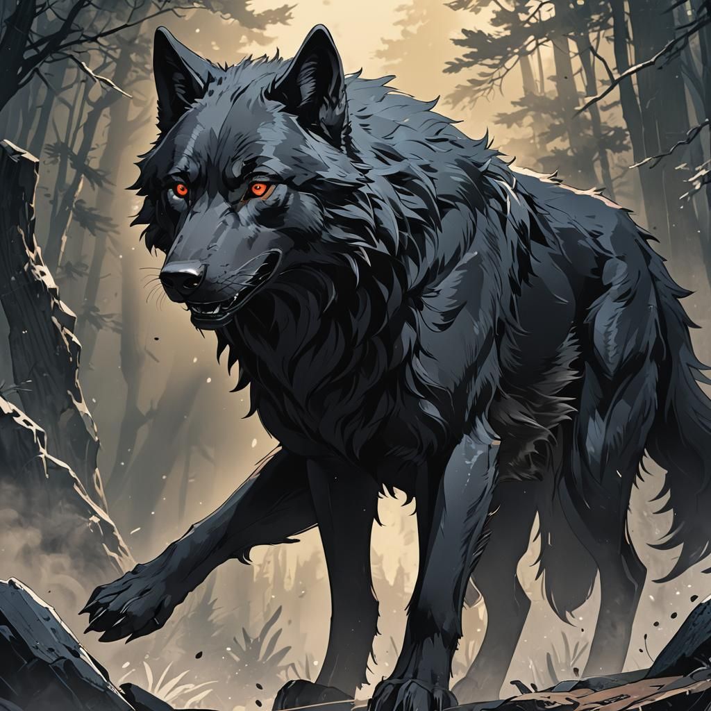 Black Wolf Anime Manga Scan with Deep Color