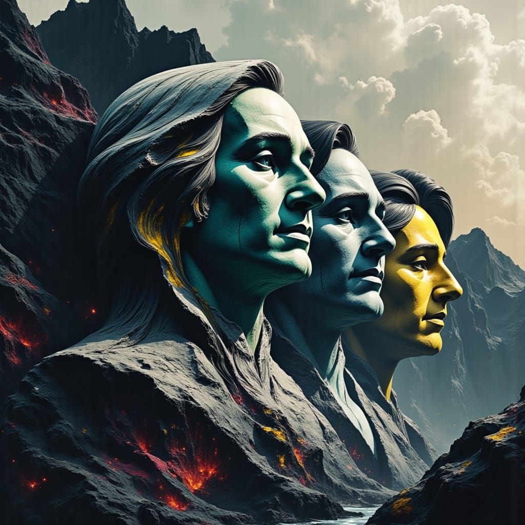 Surreal Mountain Landscape in Vibrant Colors