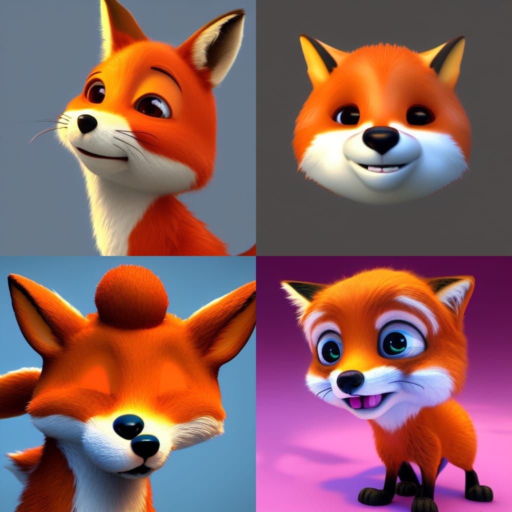 Cute Fox Profile Picture in 3D Style