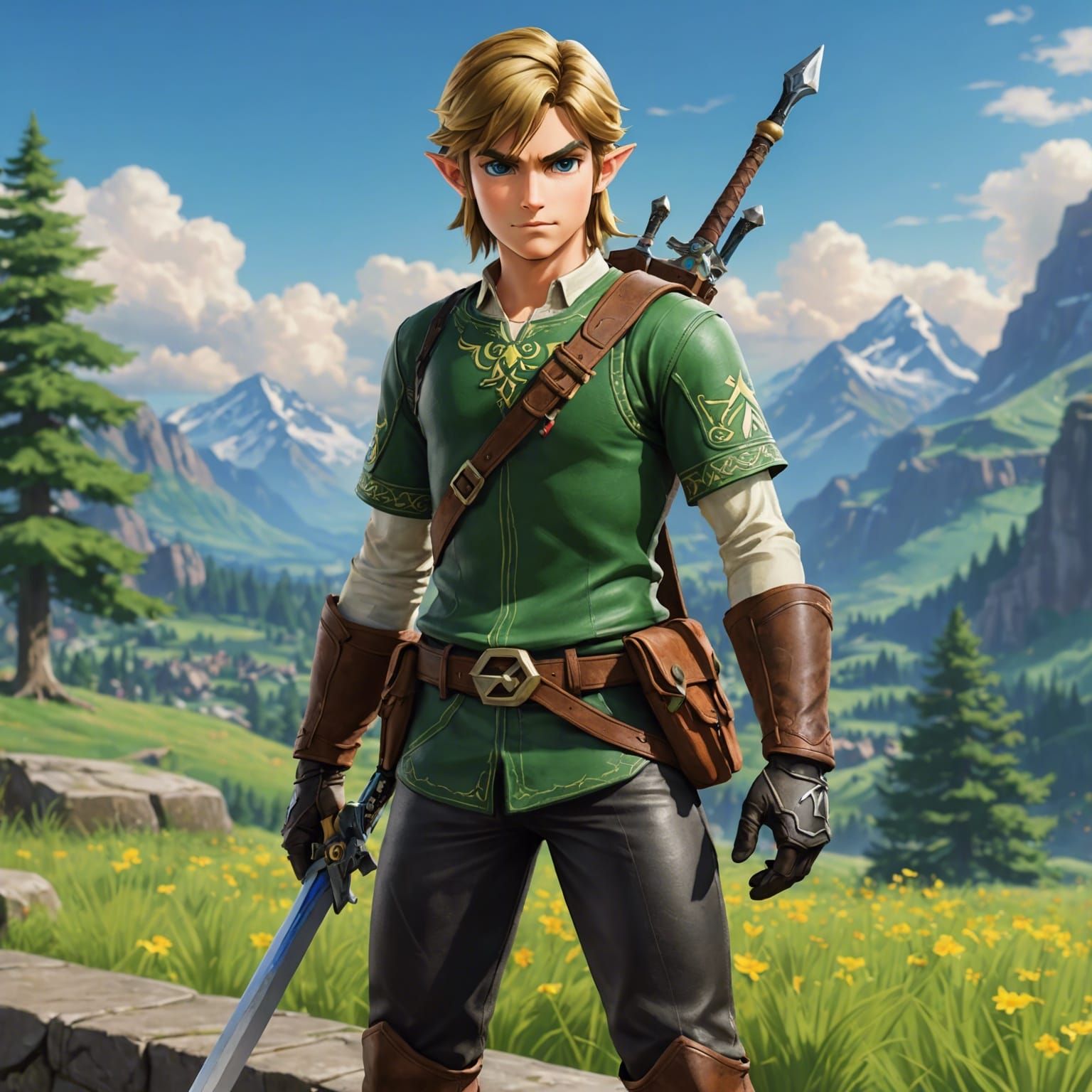 Link in Leather: Detailed 3D Anime Art