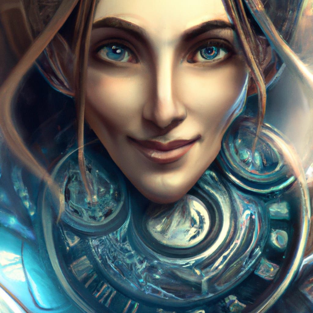 Clockwork Portrait in Art Nouveau Style