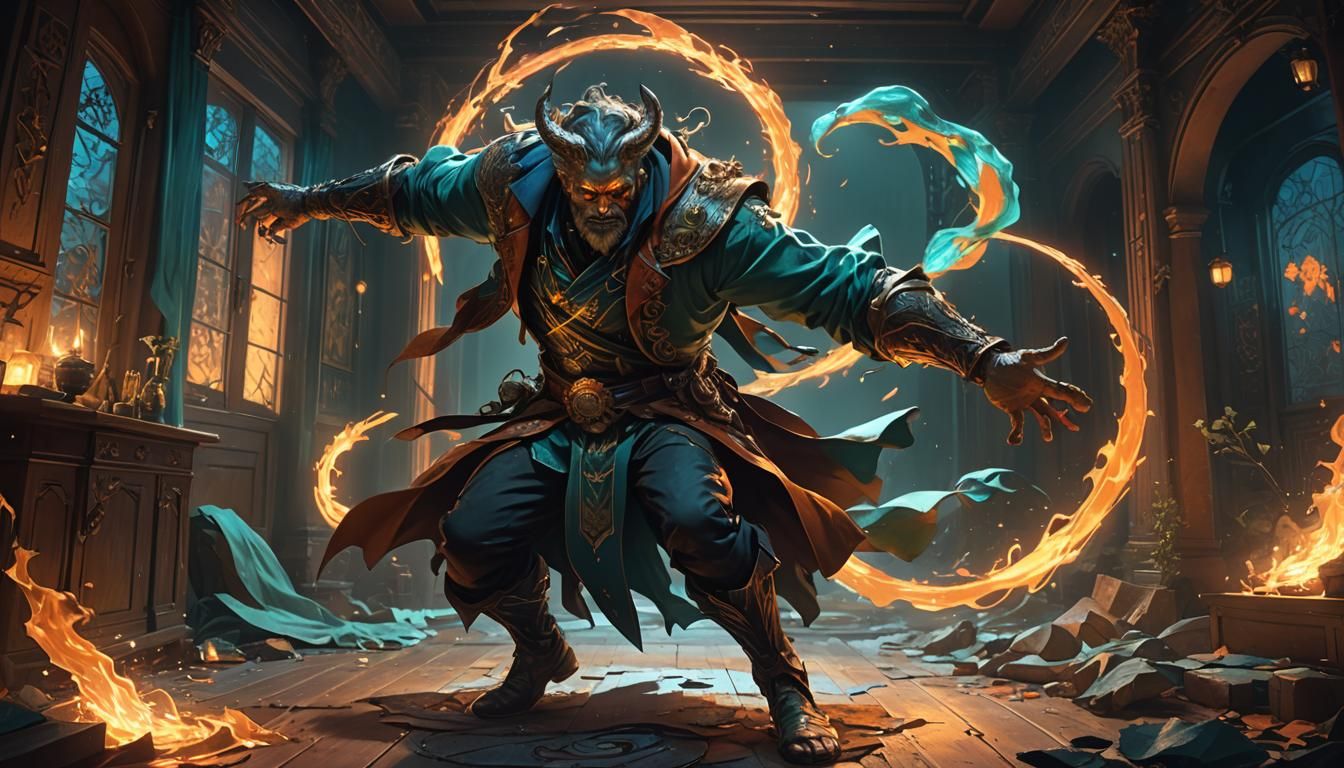 Man Battles Demonic Shadow Self in Moonlight