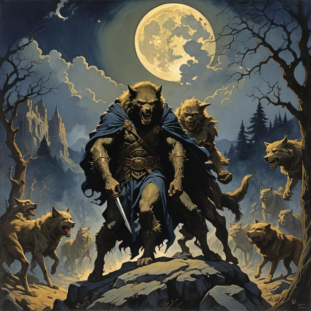 Werewolf Festival in Gouache New Realism Style