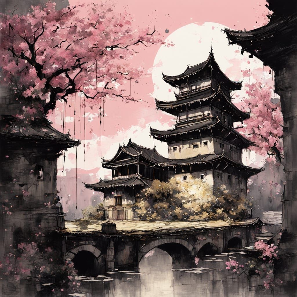 Ethereal Castle Ruins in Whimsical Beauty