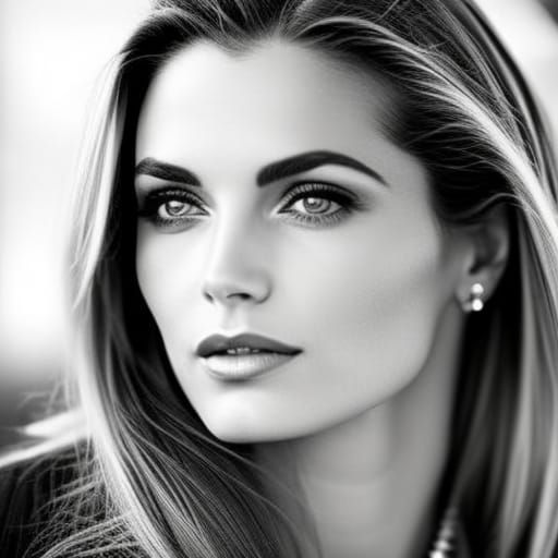 Striking Black and White Portrait of a Determined Woman