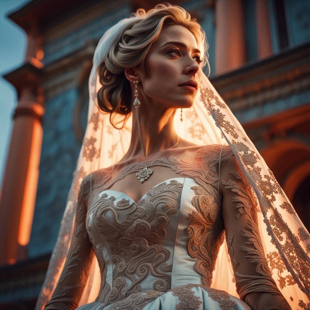 Bride in Ottoman Dress: Hyperrealistic Fantasy Portrait