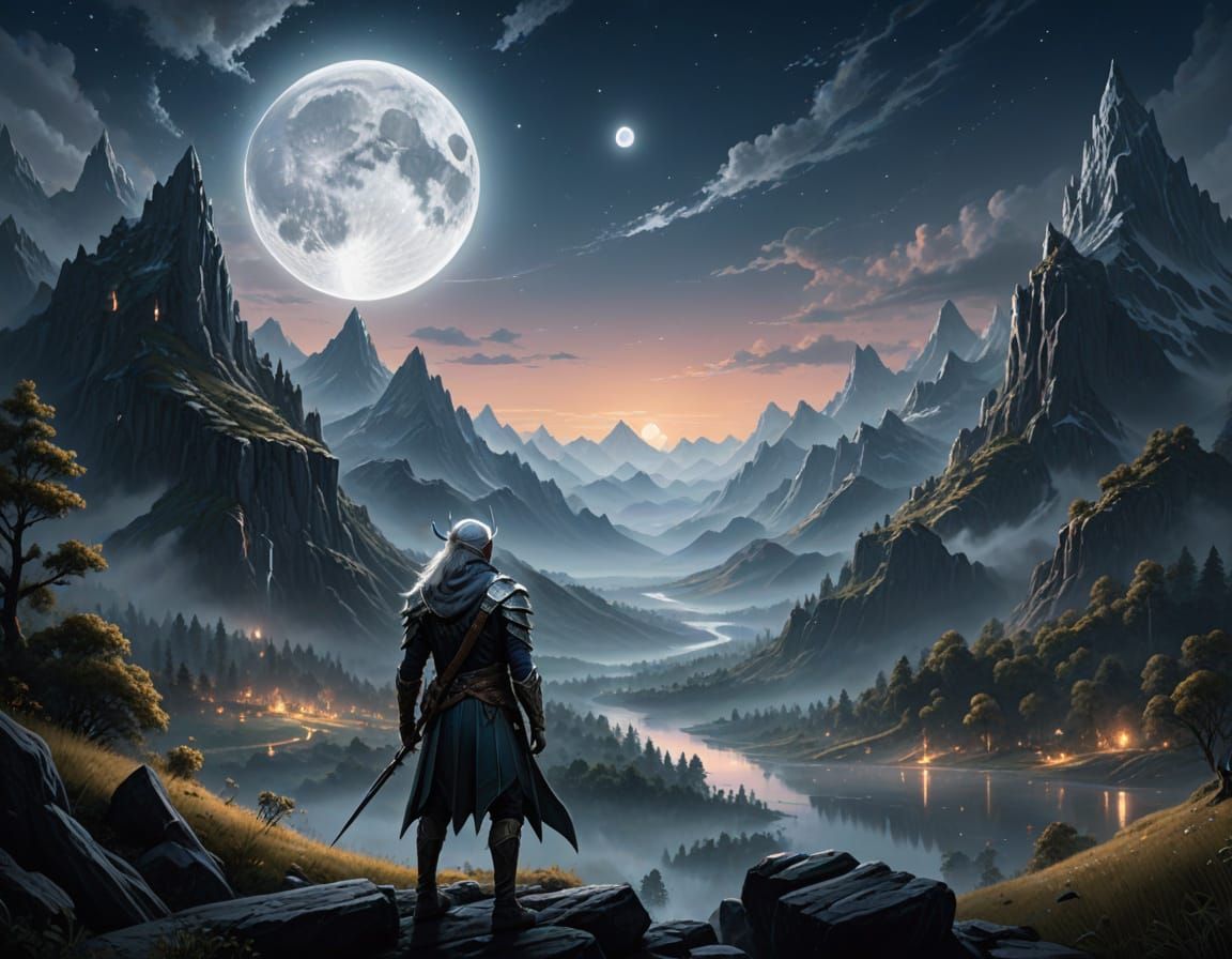 Ethereal Elven Ranger in Moonlit Splendor