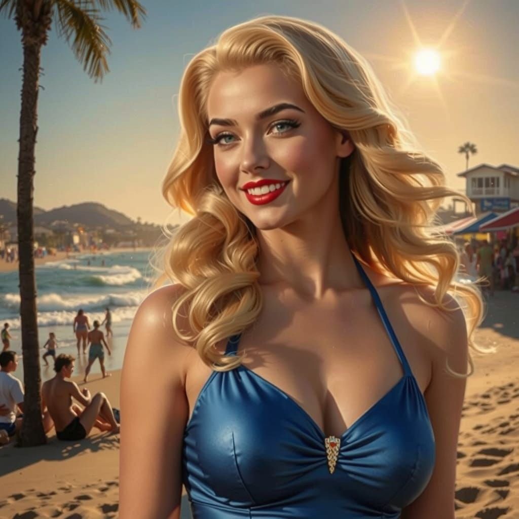 Serenity at Sunset: A Confident Woman on the Beach