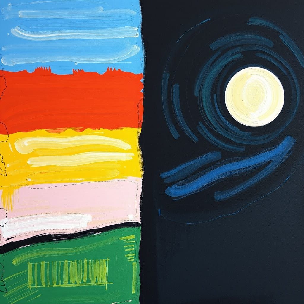 Day and Night Split in Kandinsky Style