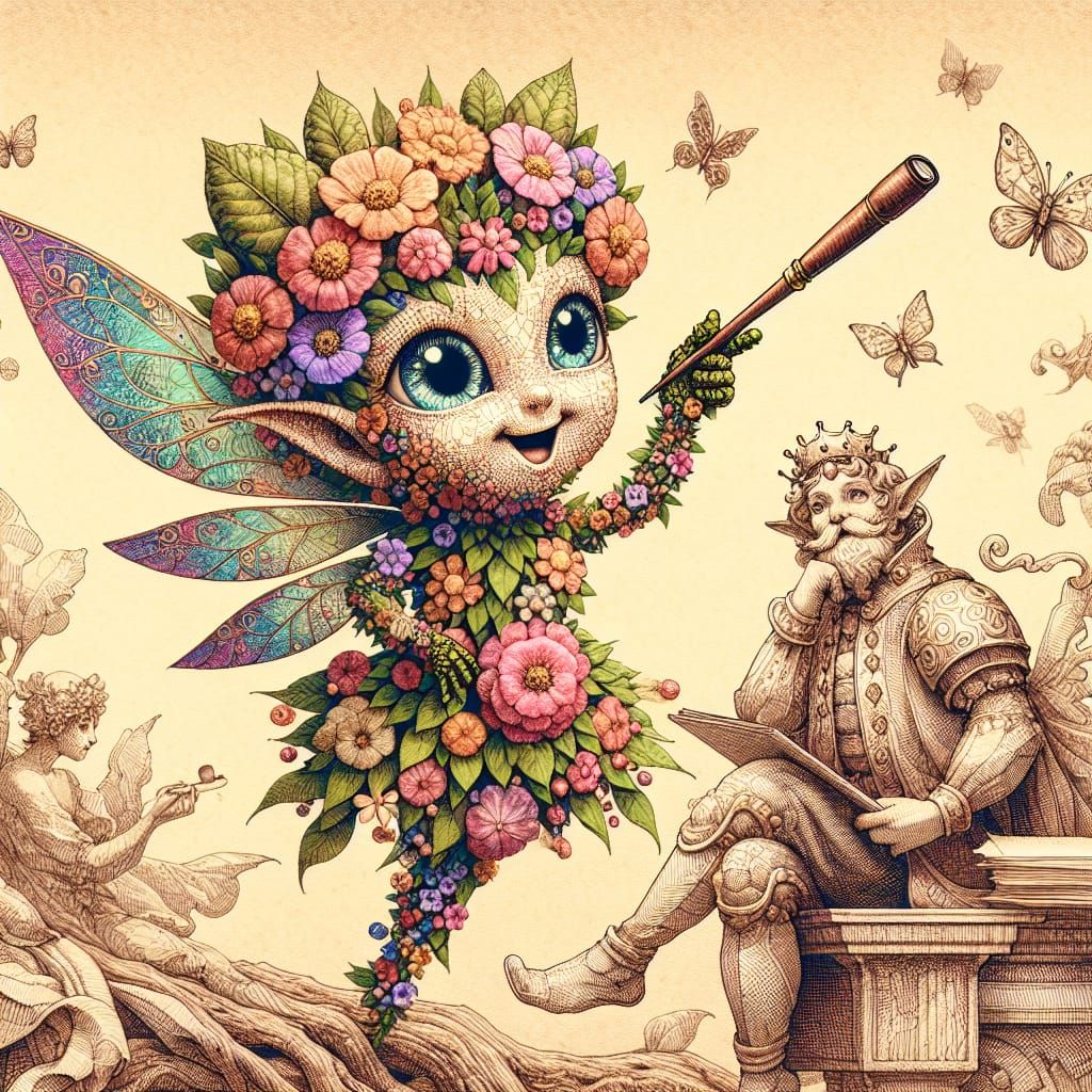 Whimsical Fairy Portrait in Vintage Masterpiece Style