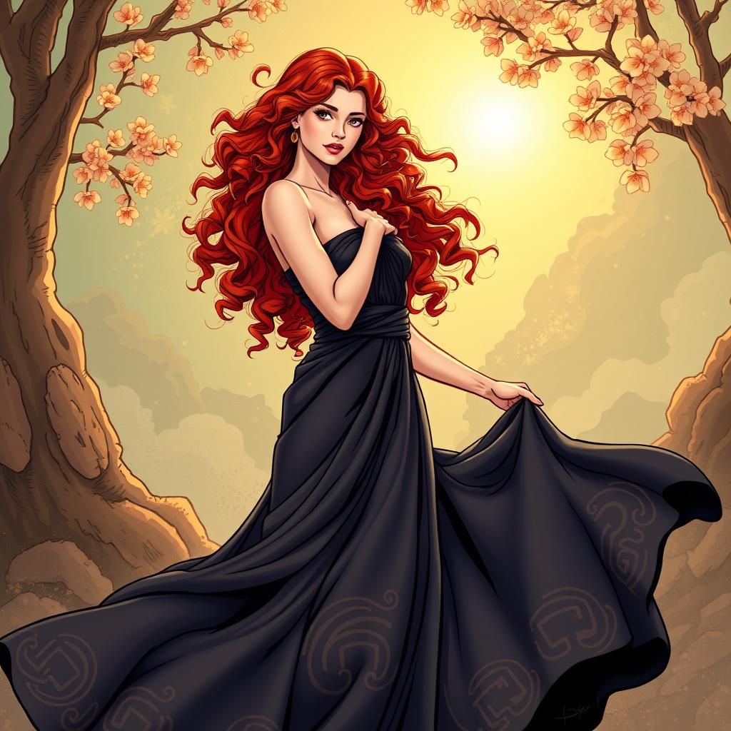 Persephone, Goddess of Spring, in Comic Book Style