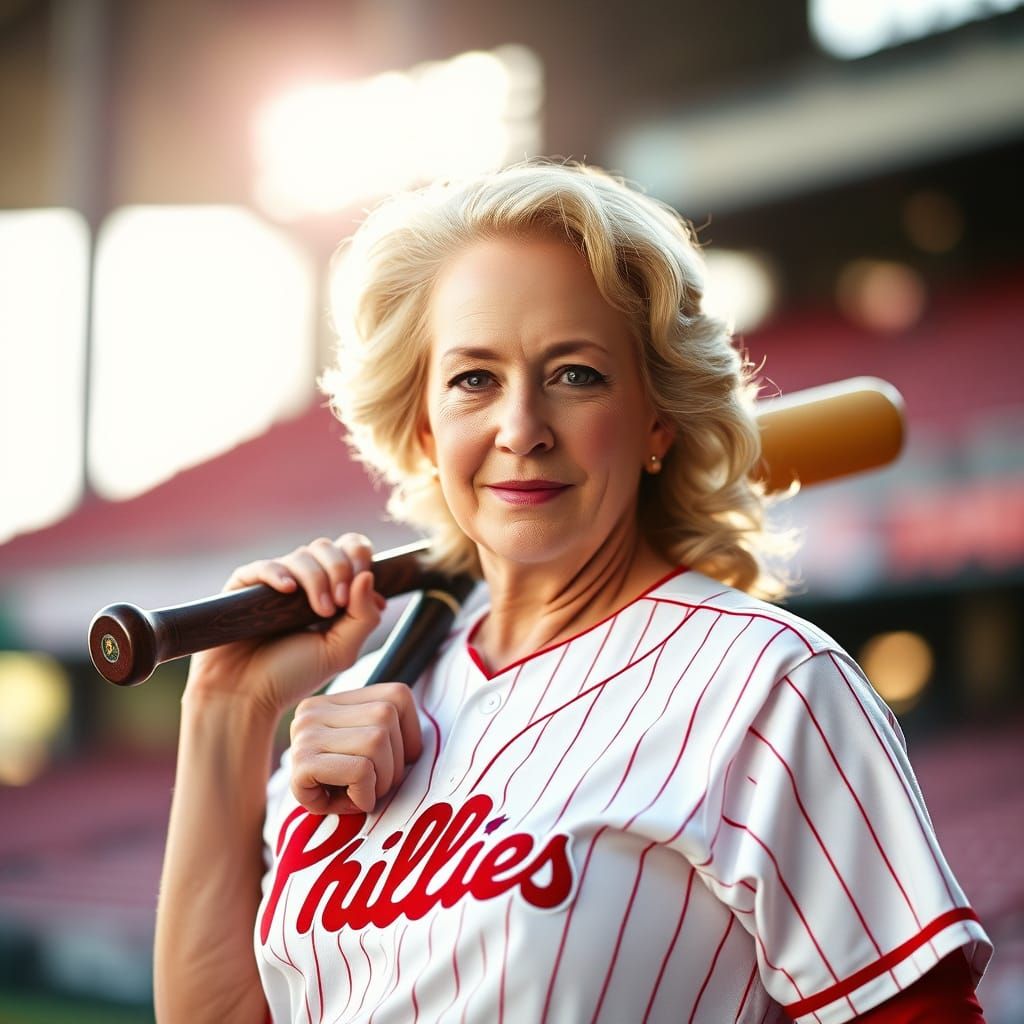 Actress in Phillies Baseball Uniform, Soft Light, Shallow De...