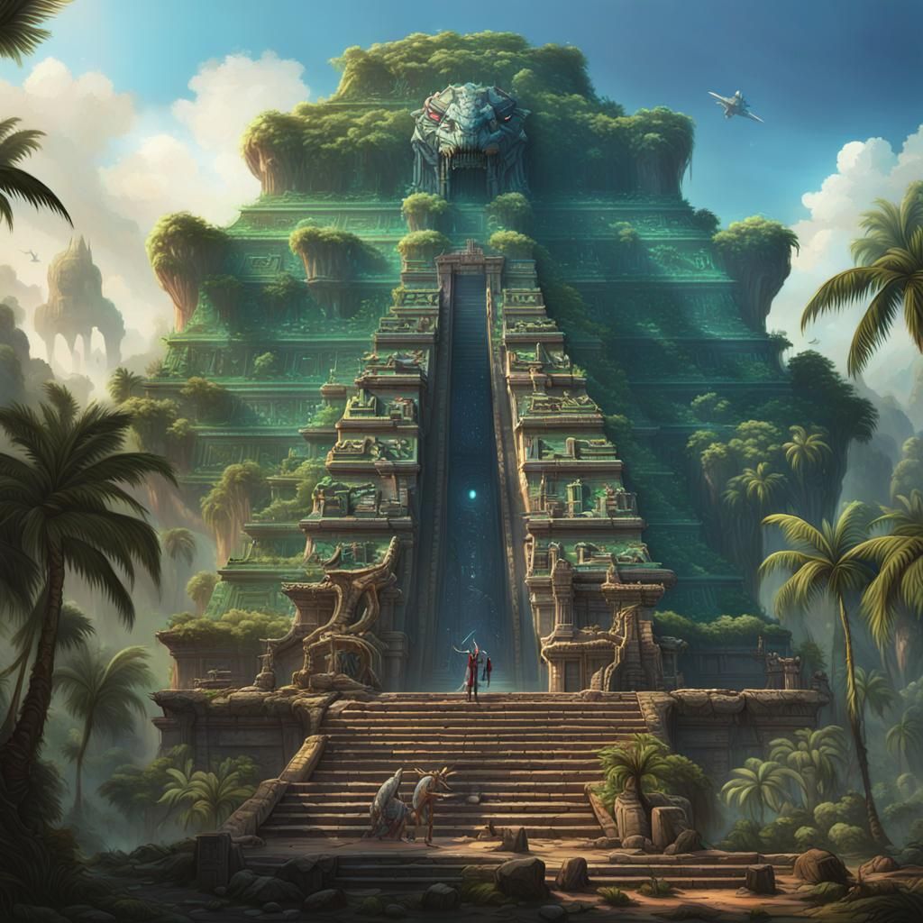 Laser Dinosaurs Battle at Mayan Temple