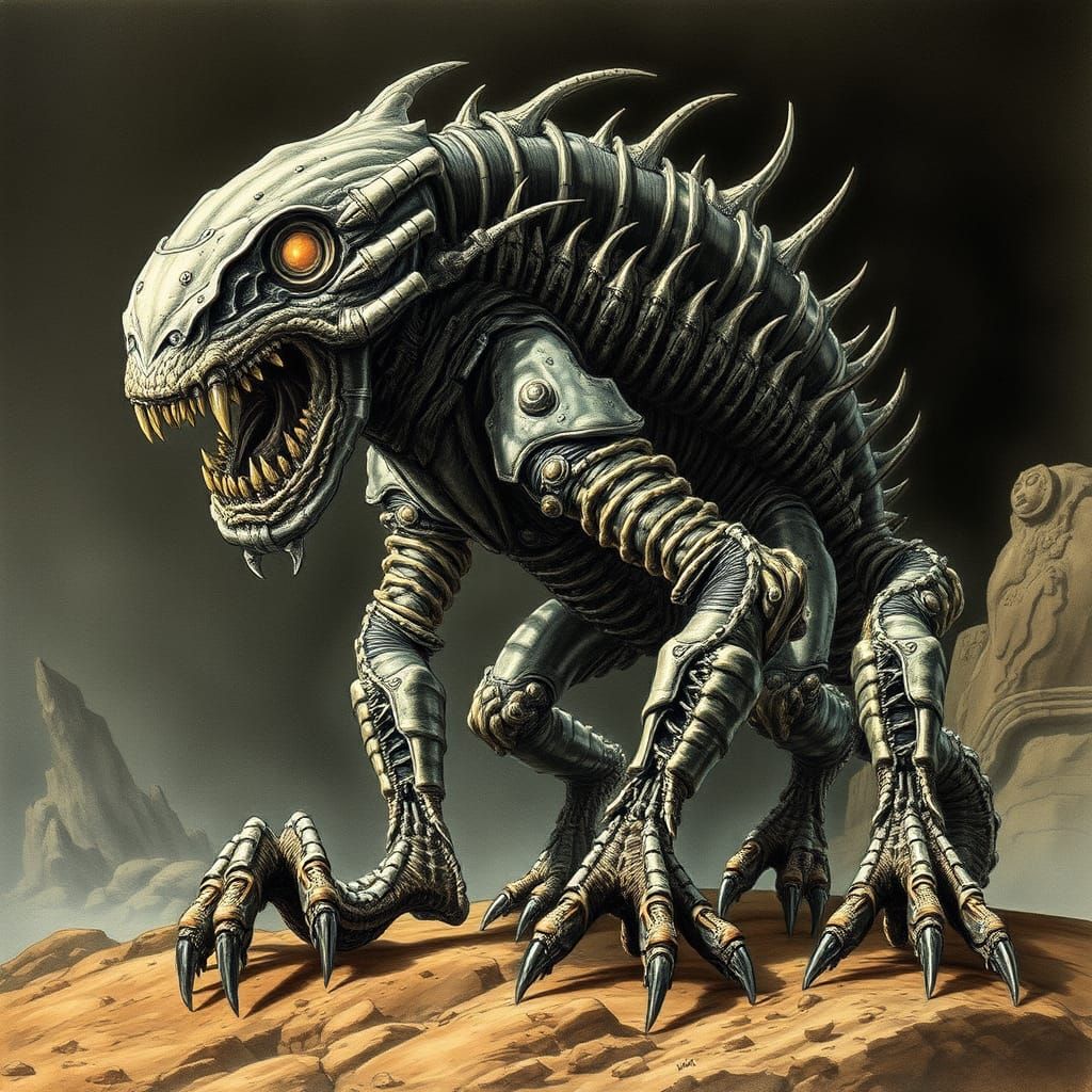 Tarkus Creature Drawing Inspired by Roger Dean