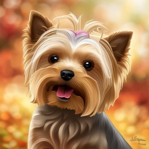 Yorkshire Terrier Portrait in Dog Grooming Salon
