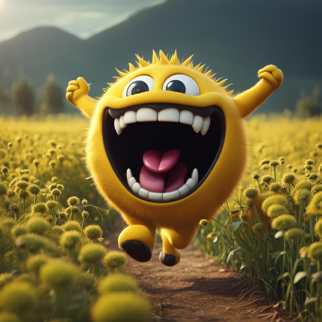 Laughing face emoji monster