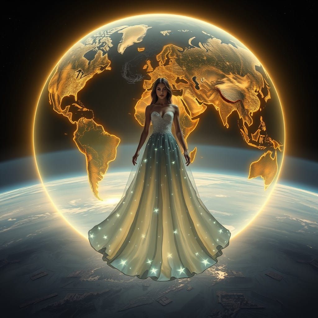 Astonishing Geocentric Earth Map in Sci-Fi Futurism