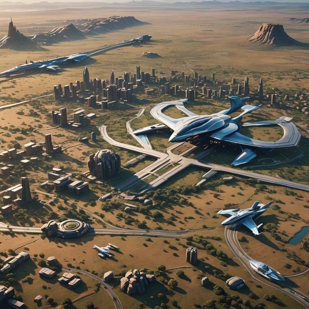Futuristic Wakanda Cityscape Over African Savannah
