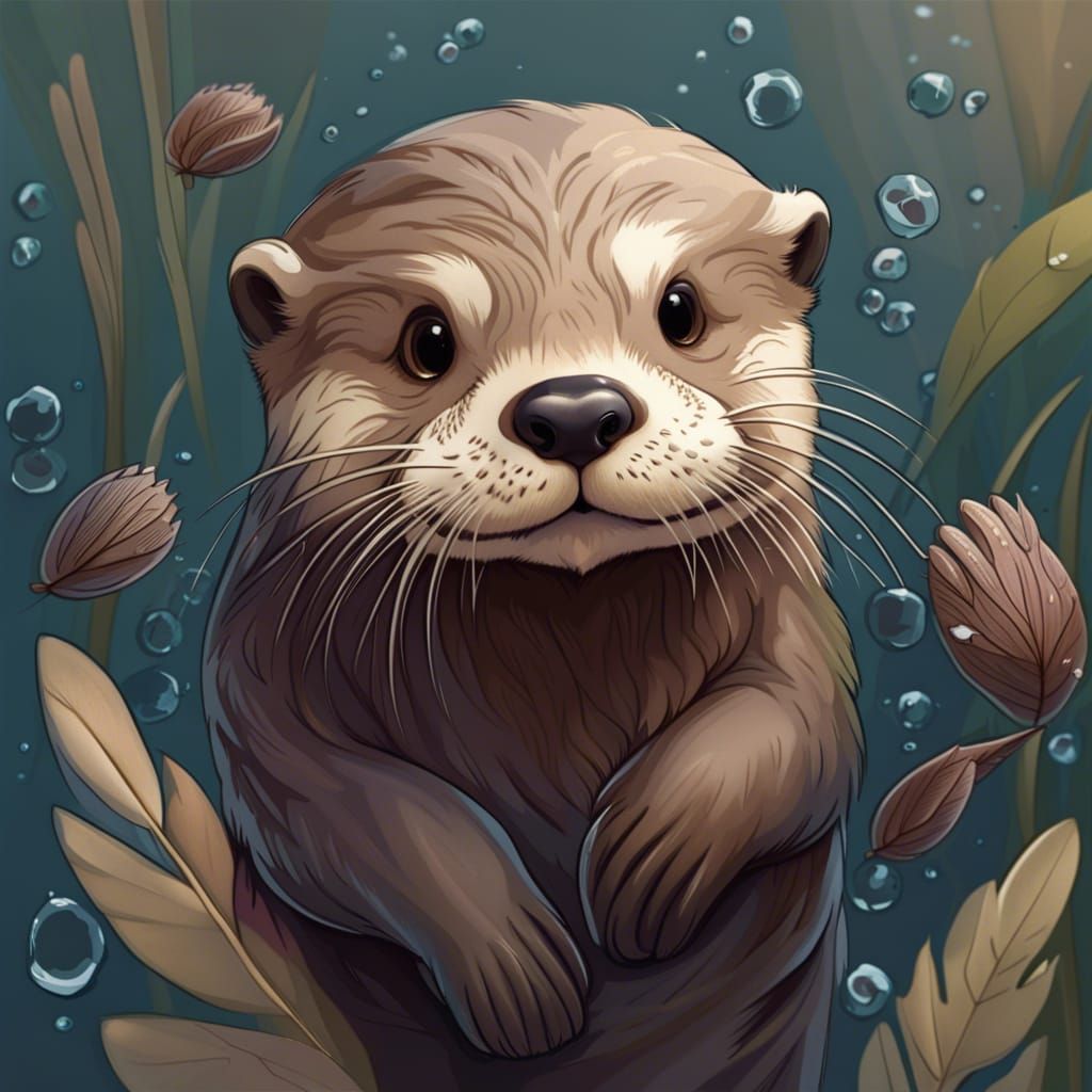 Detailed Portrait of a Cute Otter