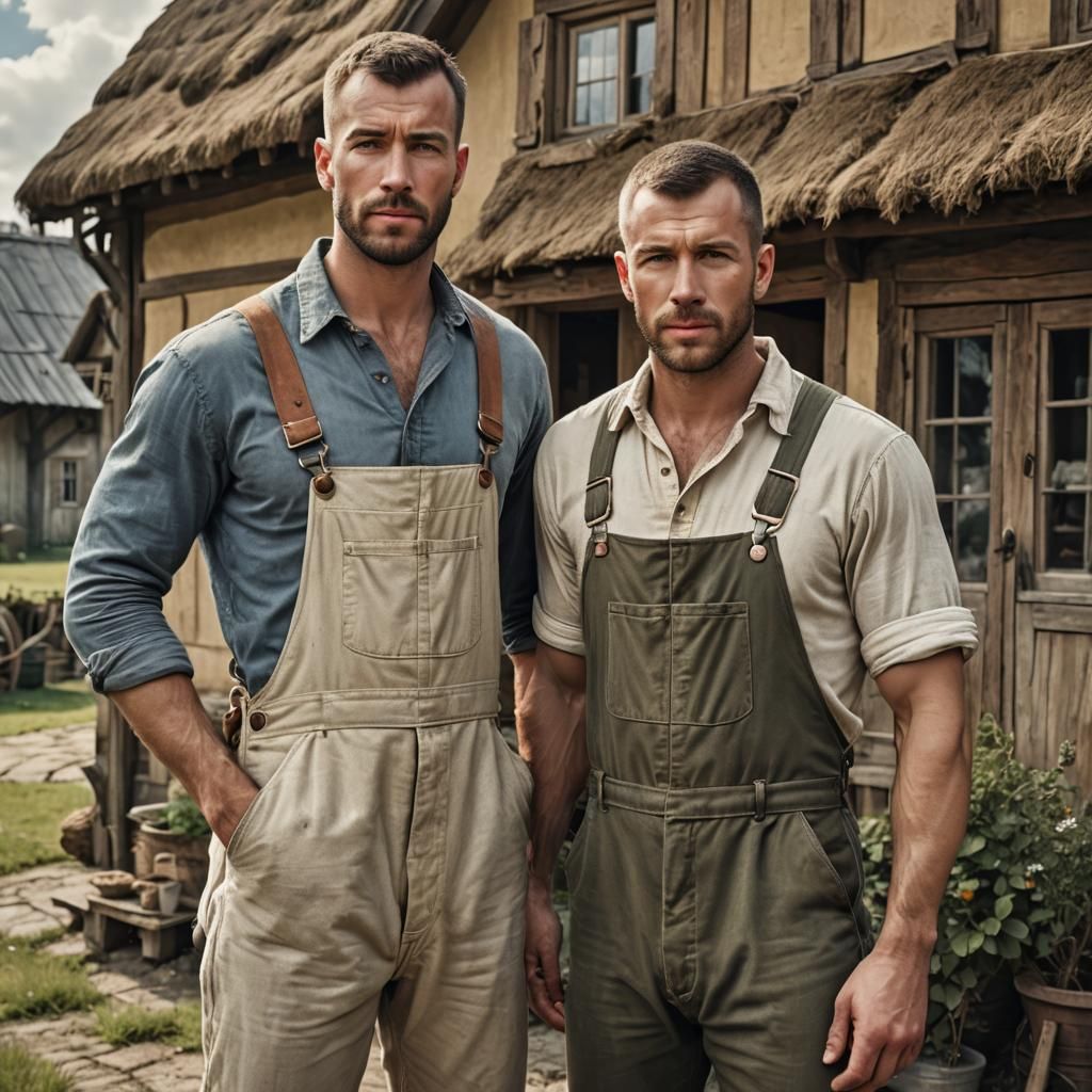Handsome farmer couple