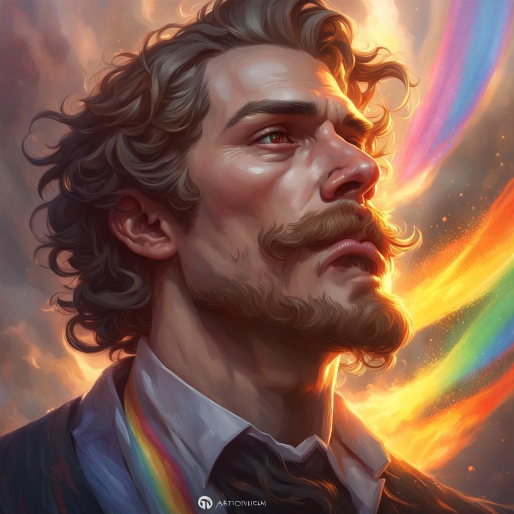 Fiery Portrait in Heaven: Digital Art