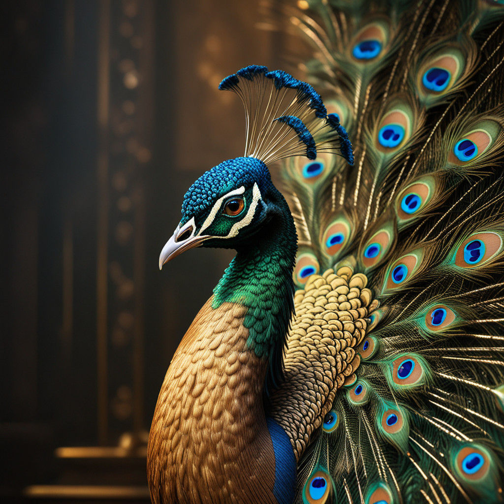 Regal Peacock Portrait in Brilliant Colors