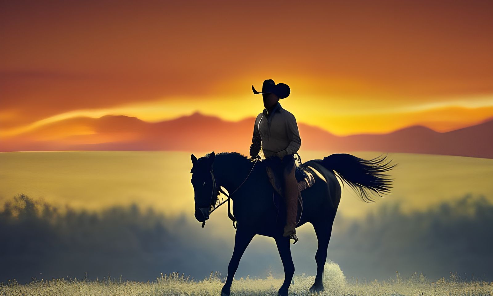Cowboy Sunset Ride: Pop Art Screen Print