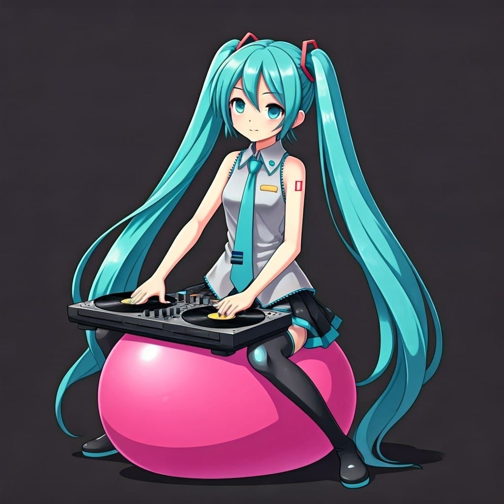 Vocaloid Idol Plays Vinyl Records on Bouncy Ball