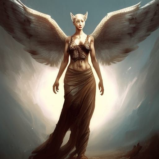 Leopard Angel in Art Nouveau Style