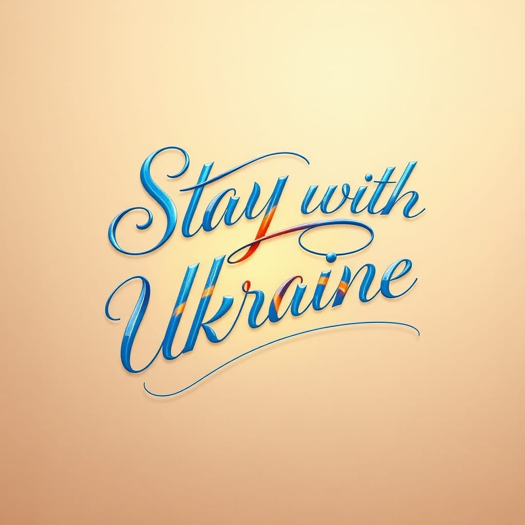 Elegant Script: Stay with Ukraine in Digital Painting Style