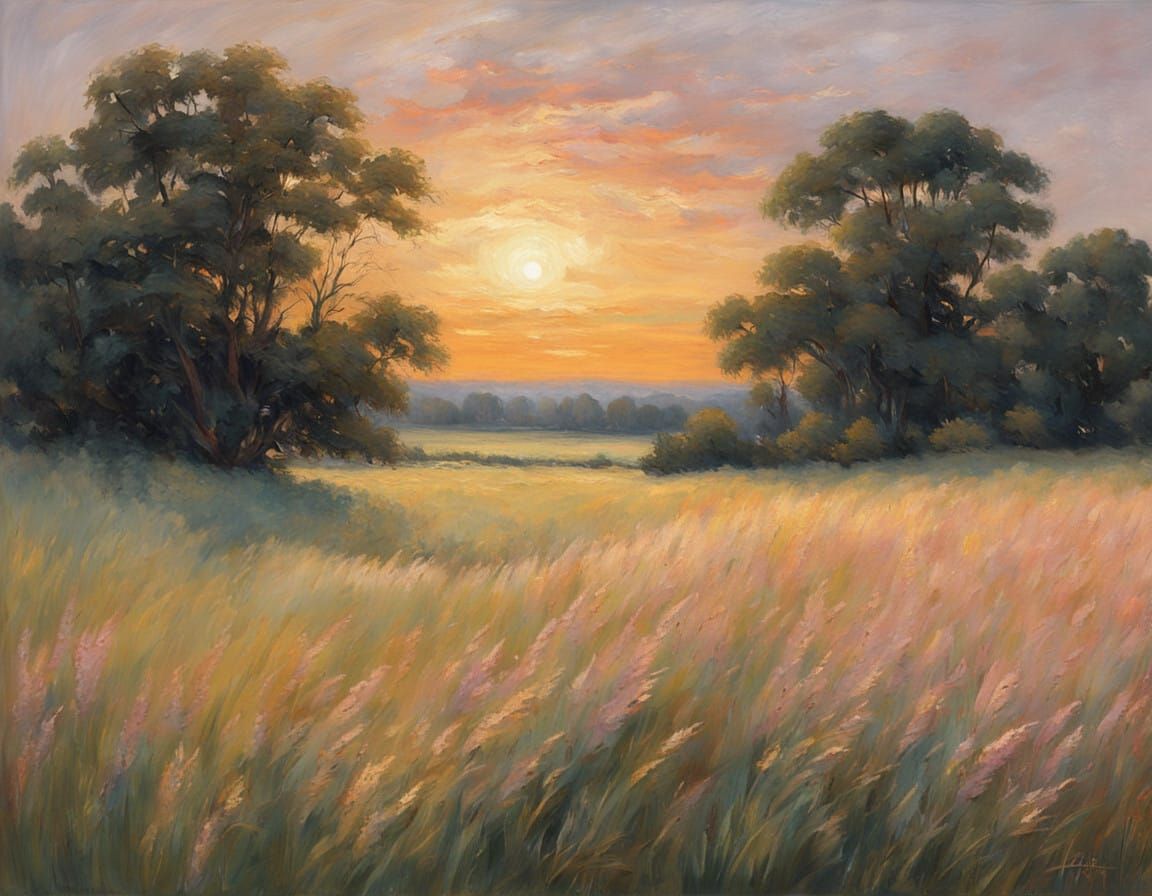 Post-Impressionist Countryside at Dusk