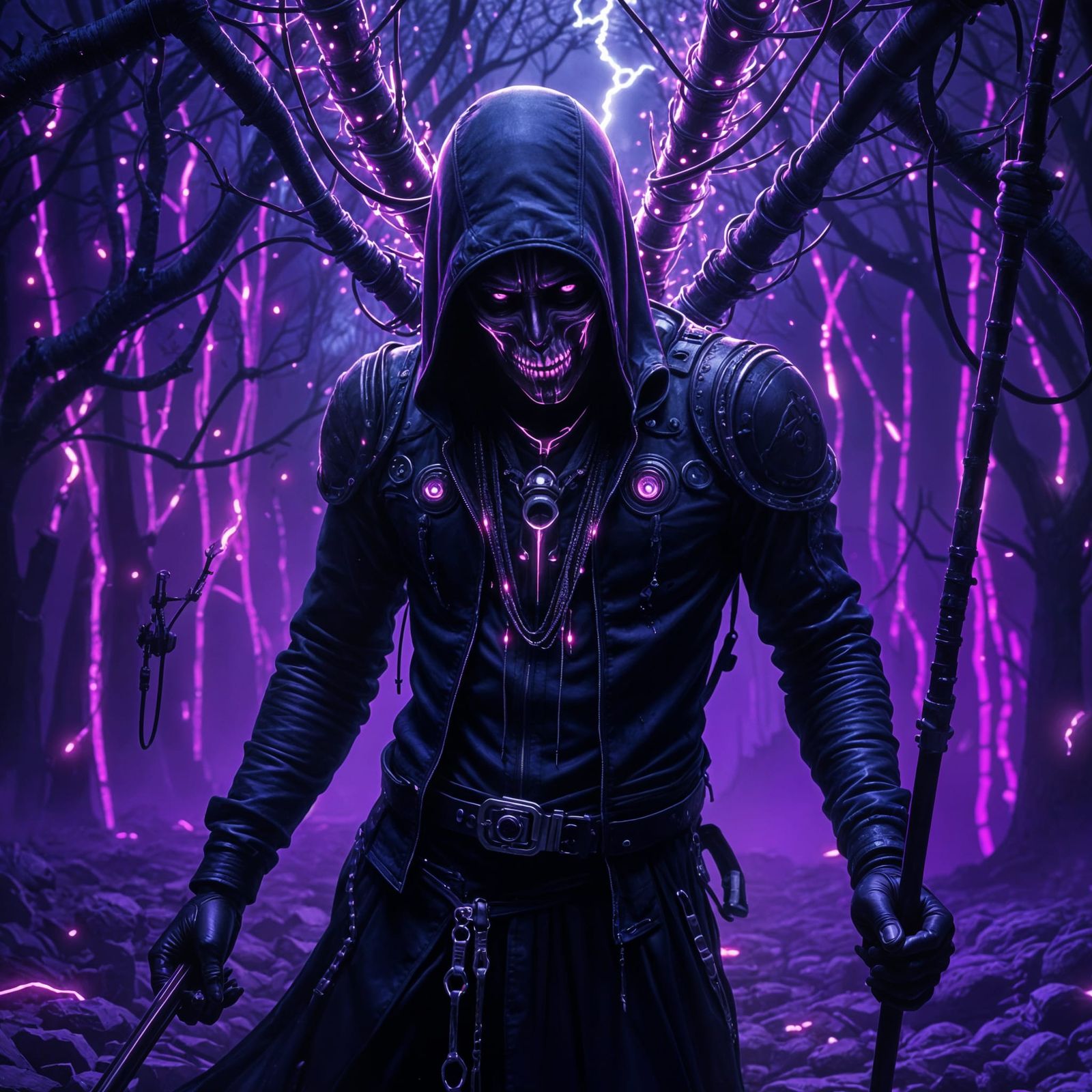 Eerie Ultraviolet Portrait in Dark Tones