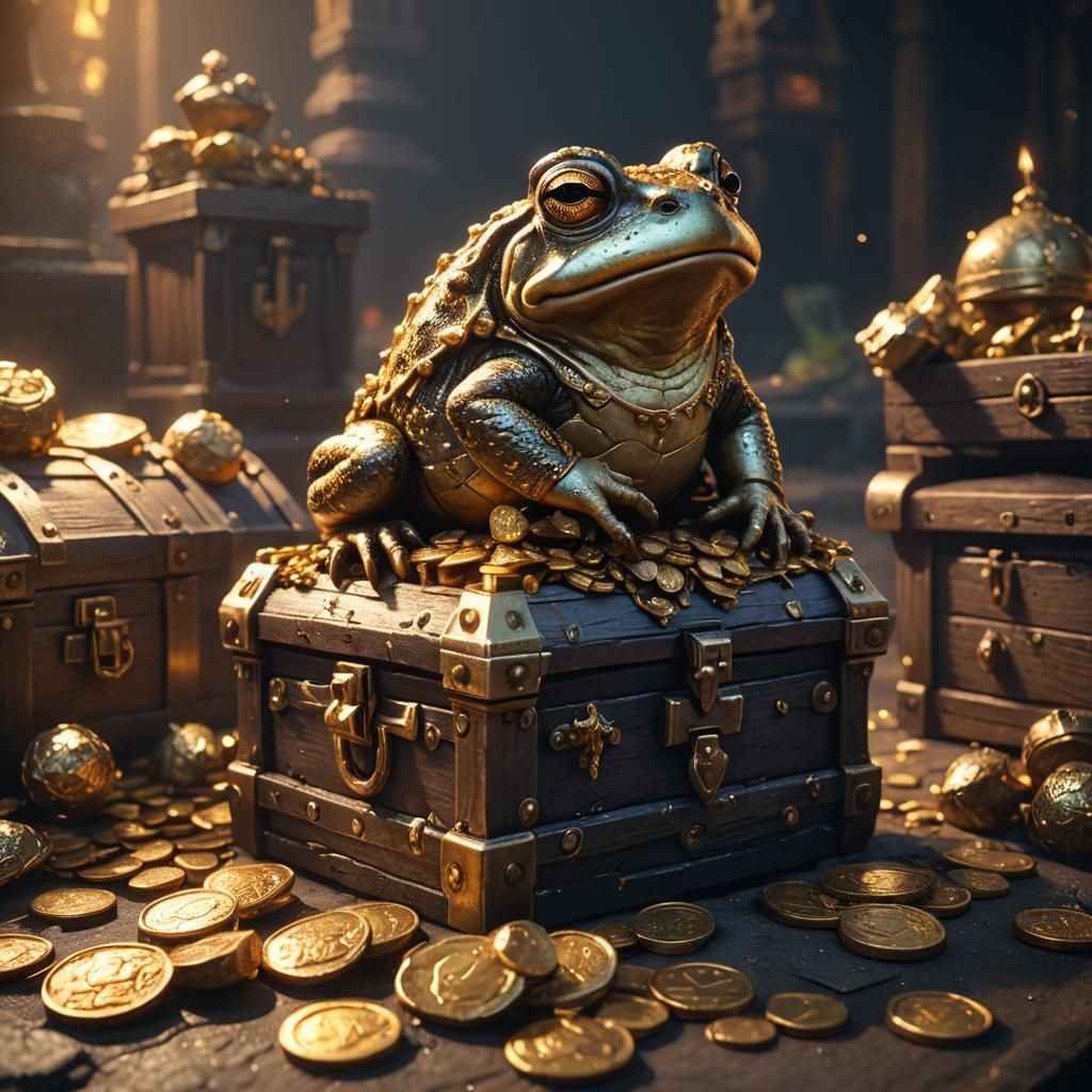 Toad on Treasure Chest: Fantastical Matte Painting