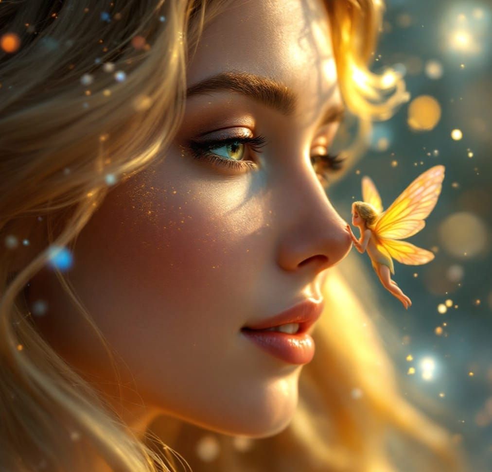 Ethereal Angel Listens to Whispers of Cosmic Wonder