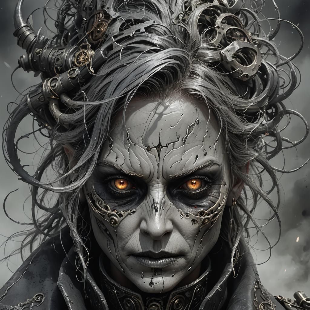 Steampunk Undead Revenant in Grayscale: Fantasy Art